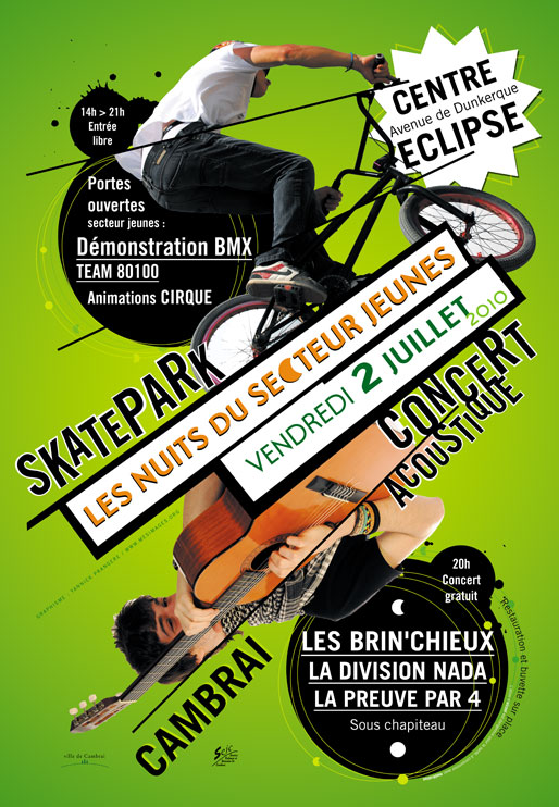 affiche secteur jeunes et skatepark Cambrai