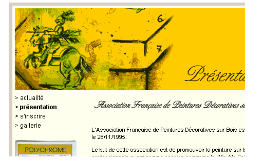 interfaces graphiques pour l'Association Française de Peintures Décoratives sur Bois